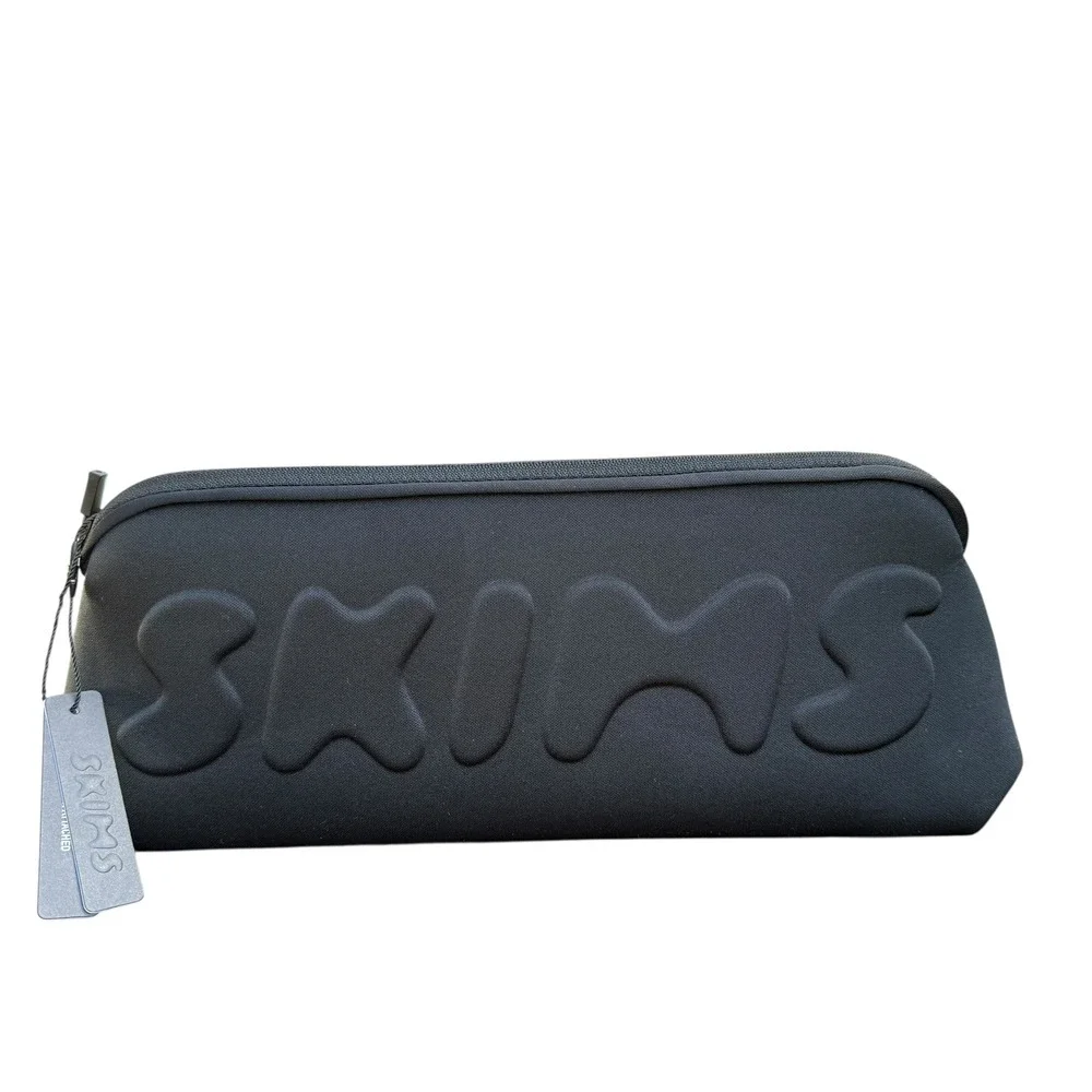 SKIMS Black Neoprene Case‎ Makeup Travel Bag Pouch Cosmetic Organizer New
